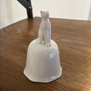White Porcelain Cat Bell Decorative Accent